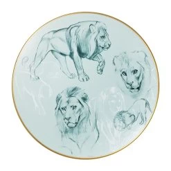 Hermès Hermes Carnets D’Equateur Lions Dessert Plate – Set Of 2