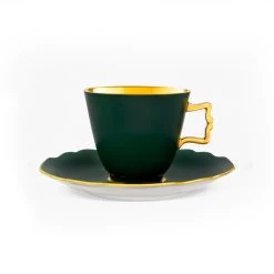 Augarten Coffee Cup And Saucer Forest Green Matte
