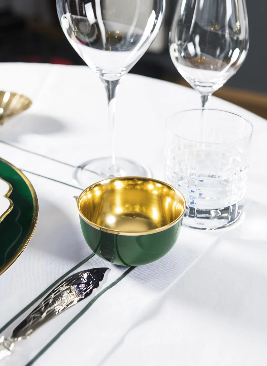 Augarten Champagne Cup Emerald Green With Gold - Image 2