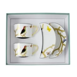 Bernardaud Aux Oiseaux Set Of 2 Breakfast Cups And Saucers