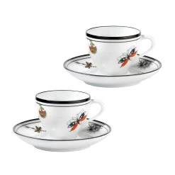 Ginori 1735 Arcadia Coffee Cups With Saucers White – Set Of 2
