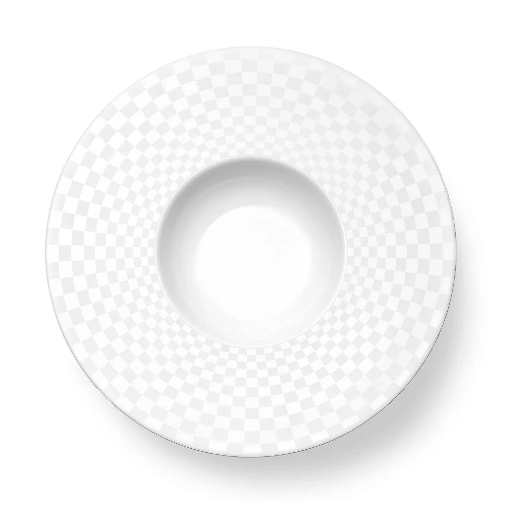 Dibbern Cross-White Squares Rimmed Deep Plate Large