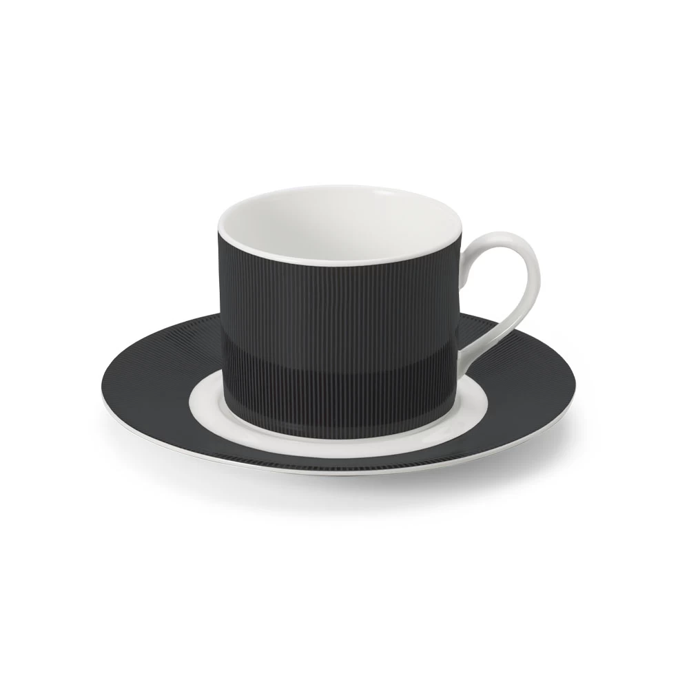Dibbern Excelsior Anthracite Cylindrical Coffee/Tea Cup And Saucer