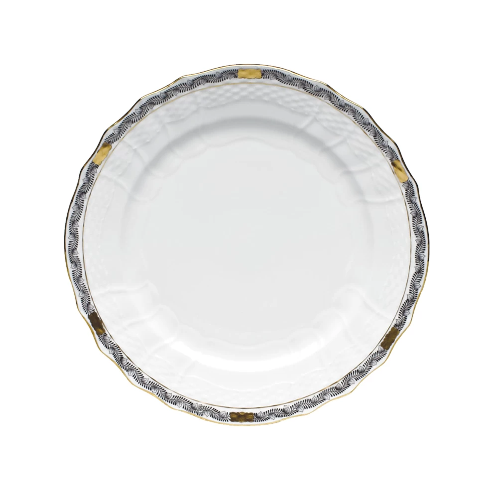 Herend Chinese Bouquet Garland Black Dessert Plate