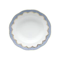 Herend Fish Scale Light Blue Rim Soup Plate