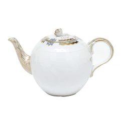 Herend Princess Victoria Light Blue Teapot With Rose