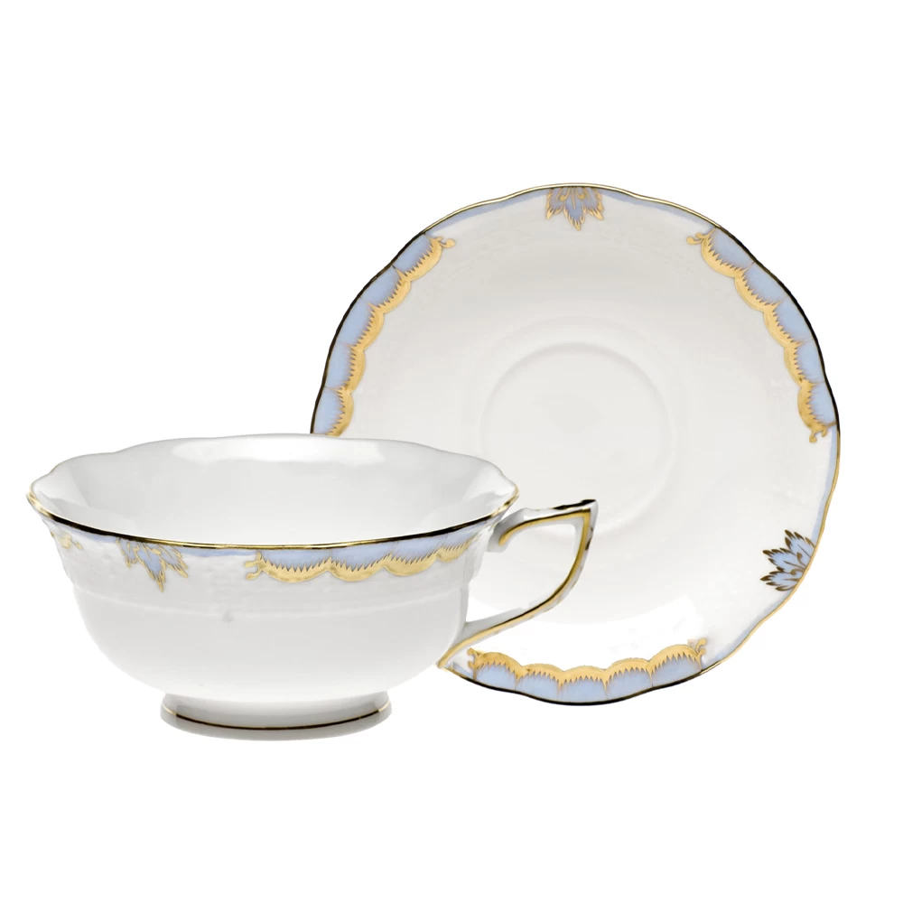 Herend Princess Victoria Light Blue Tea Cup And Saucer
