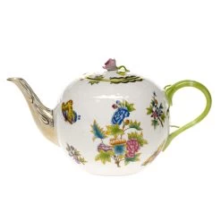 Herend Queen Victoria Green Teapot With Rose