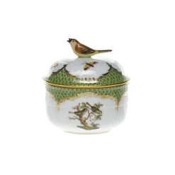 Herend Rothschild Bird Green Covered Sugar With Bird