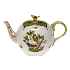 Herend Rothschild Bird Green Teapot With Bird