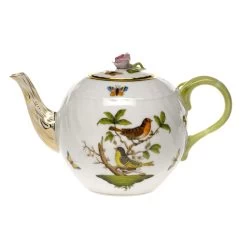 Herend Rothschild Bird Teapot With Rose