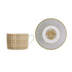 Hermès Hermes Mosaique Au 24 Gold Breakfast Cup And Saucer – Set Of 2
