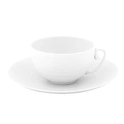 J.L Coquet Hemisphere White Breakfast Cup And Saucer