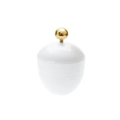 J.L Coquet Hemisphere White Covered Sugar Bowl Gold