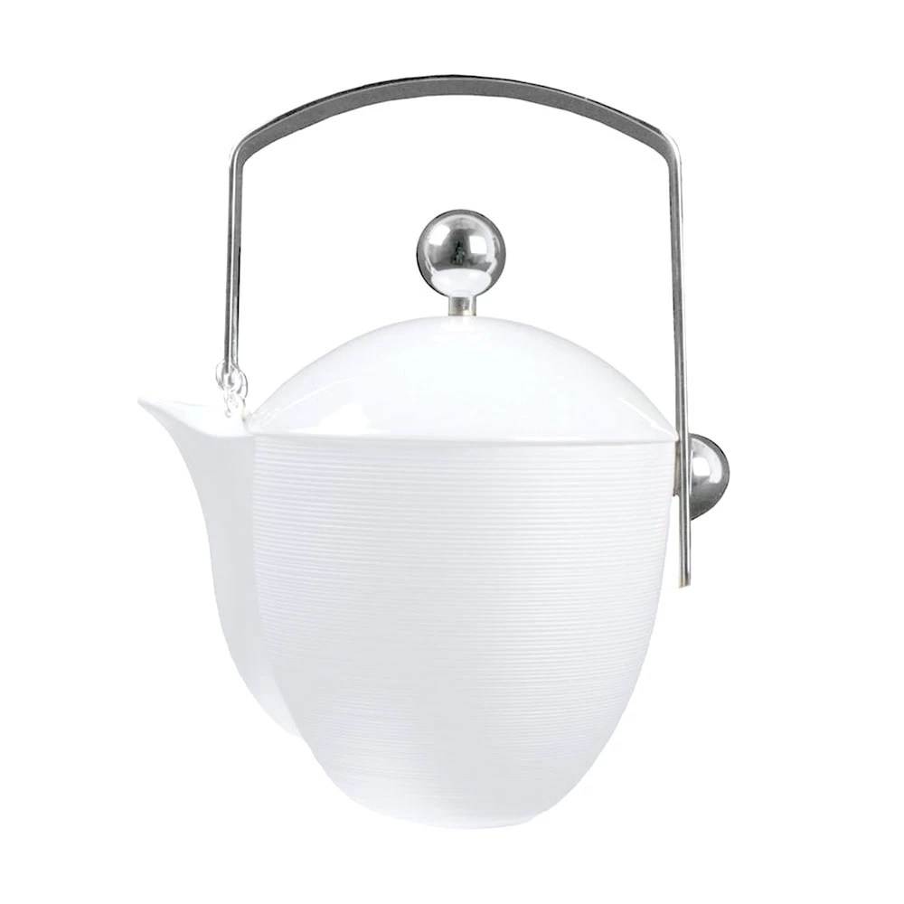 J.L Coquet Hemisphere White Teapot Stainless Steel