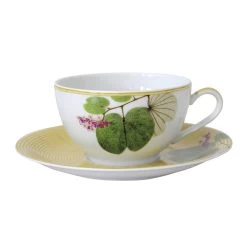 Bernardaud Jardin Indien Breakfast Cup And Saucer Set Of 2