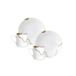 Bernardaud Kintsugi Coffee Cups And Saucers – Assorted Set Of 2