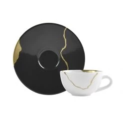 Bernardaud Kintsugi Coal Black Coffee Cup And Saucer