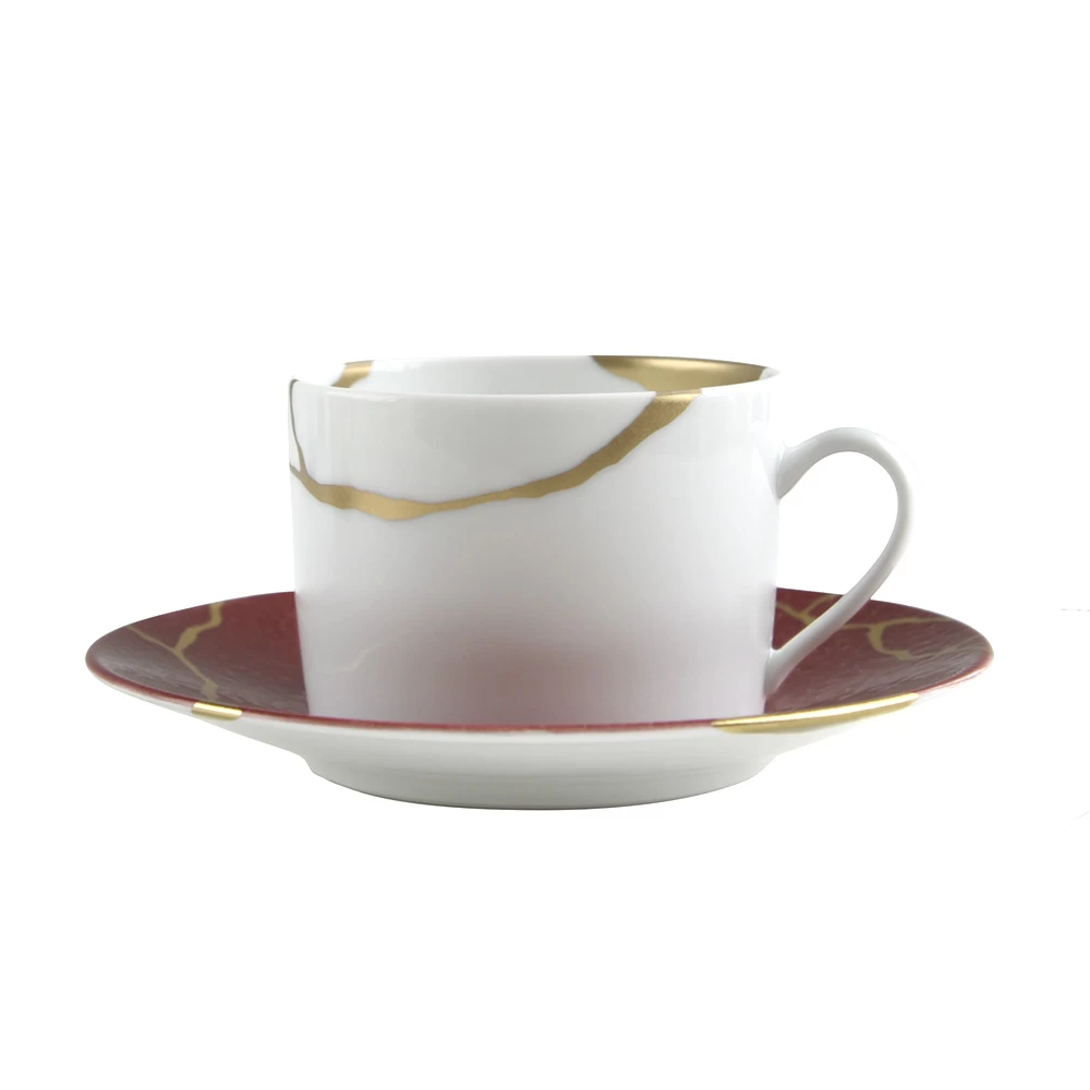 Bernardaud Kintsugi Emperor Red Tea Cup And Saucer - Image 2