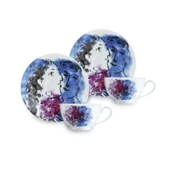 Bernardaud Marc Chagall Les Bouquets De Fleurs Tea Cup And Saucer Set Of 2