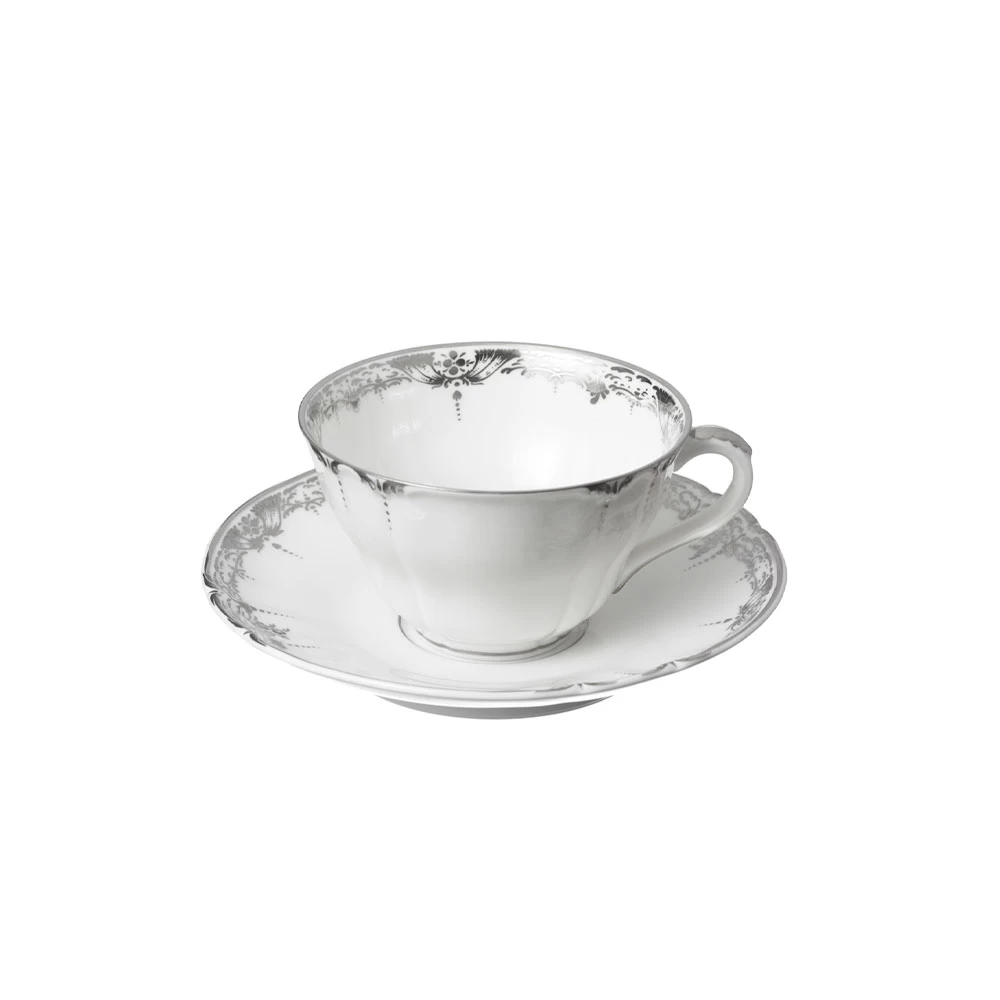 Nymphenburg Brokat Platinum Tea Cup And Saucer