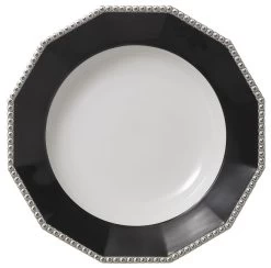 Nymphenburg Black Platinum Pearl Soup Plate Deep