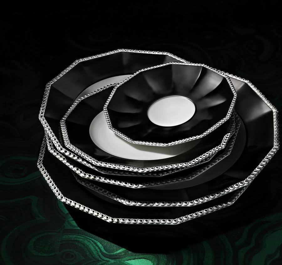 Nymphenburg Black Platinum Pearl Tea Cup And Saucer - Image 5