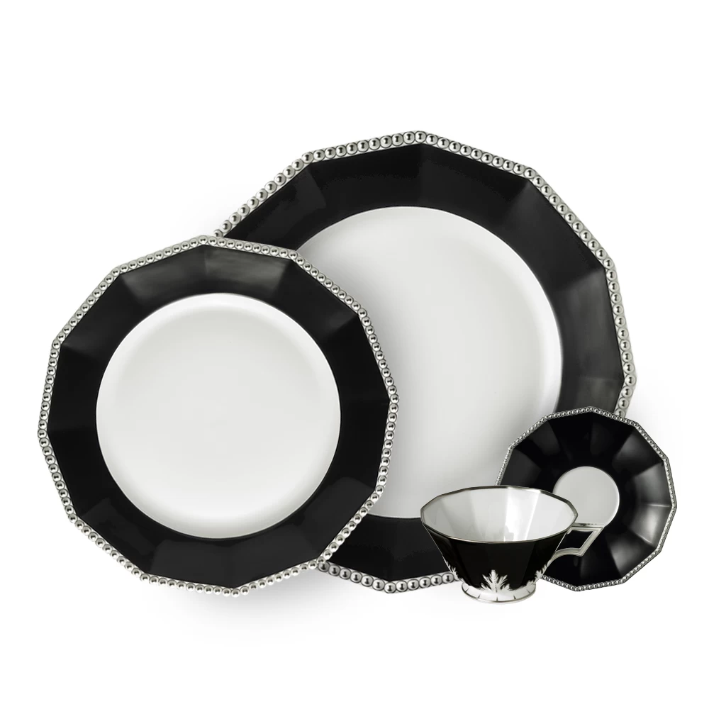 Nymphenburg Black Platinum Pearl Tea Cup And Saucer - Image 4