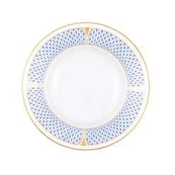 Herend Art Deco Blue Rimmed Soup Bowl