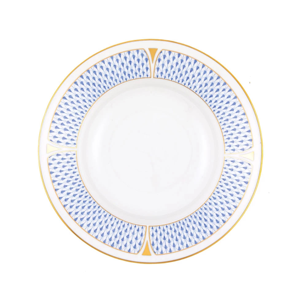 Herend Art Deco Blue Rimmed Soup Bowl