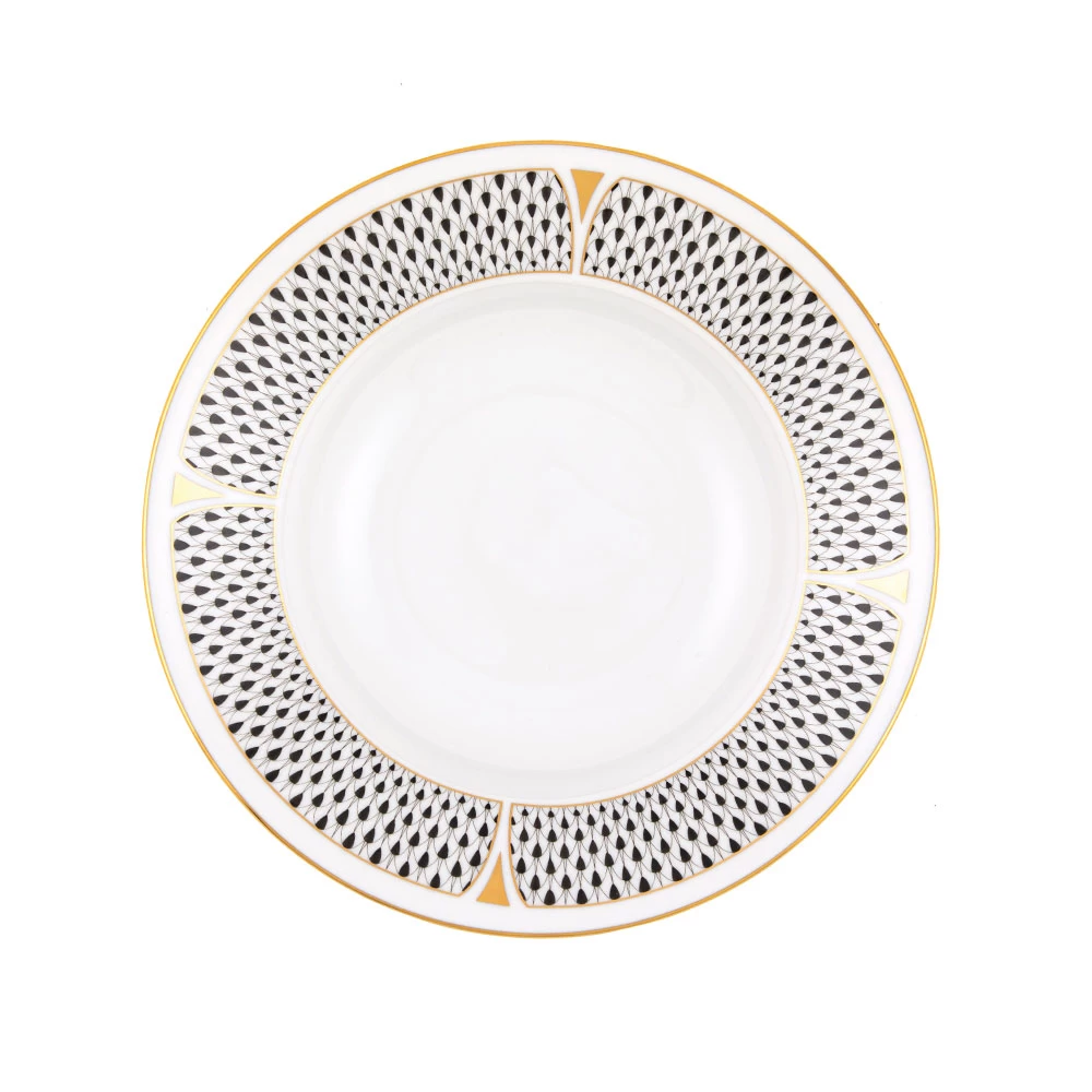 Herend Art Deco Black Rimmed Soup Bowl