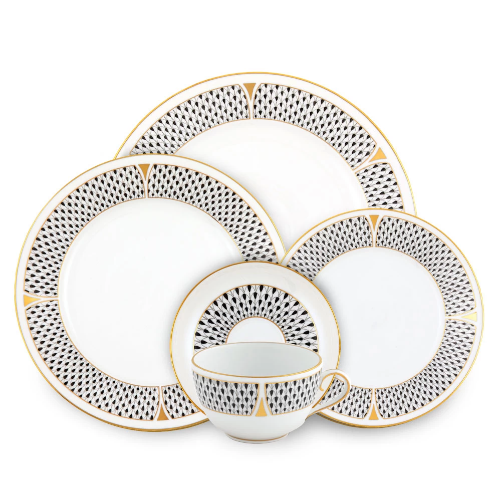 Herend Art Deco Black Rimmed Soup Bowl - Image 2