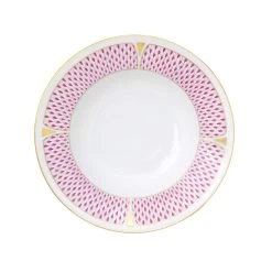 Herend Art Deco Raspberry Rimmed Soup Bowl