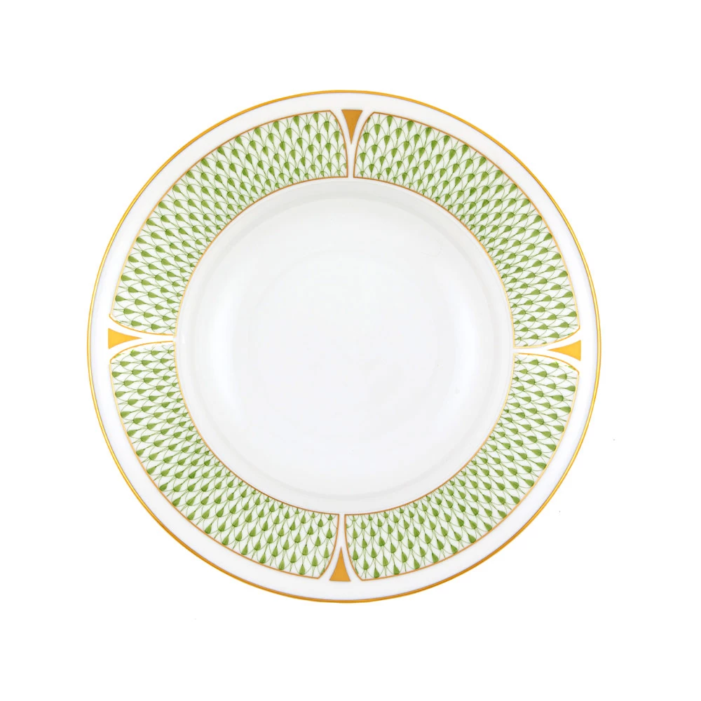 Herend Art Deco Green Rimmed Soup Bowl